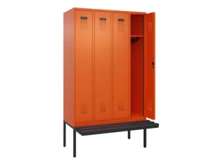 locker met bank,HxBxD 2120x1200x815mm,4vak,vak B 300mm,cilinderslot - 1