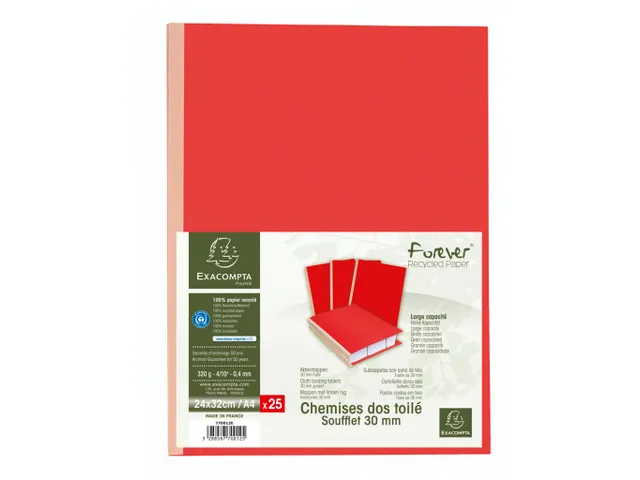 25 mappen met linnen rug FOREVER 320g/m2 24x32cm Rood