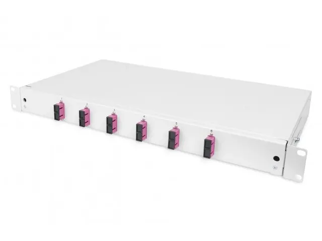 FO-lasdoos 1U Uitgerust 6x SC DX OM4 incl. Lascassette Grijs