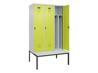 locker met bank,voor scheiding van kleding,HxBxD 2120x1200x815mm,3vak - 1