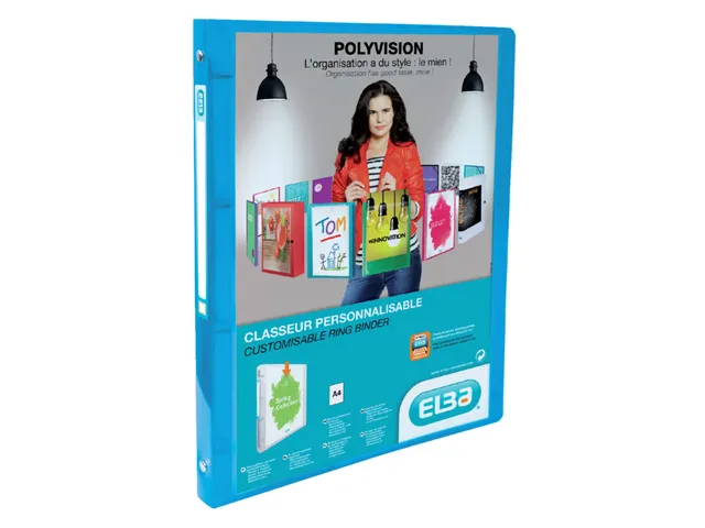 Presentatieringband Elba Polyvision A4 4 rings O-mech 15mm blauw