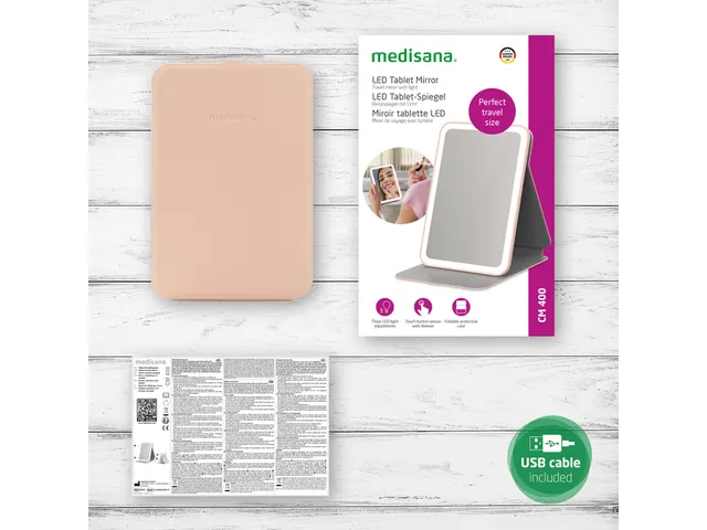 Medisana CM 400 Tablet cosmetica spiegel LED-verlicht Roze