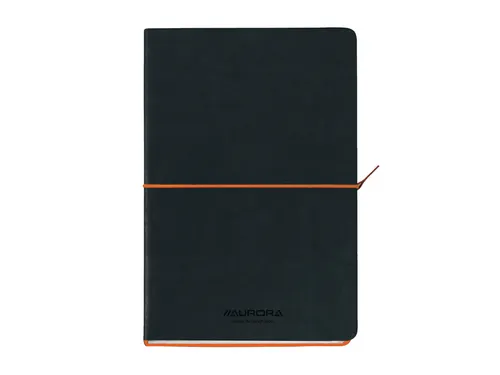 Notitieboek Aurora Tesoro A5 192blz lijn 80gr zwart oranje
