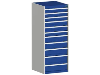 ladekast HxBxD 1600x650x650mm 11laden RAL7035 front RAL5010 - 2