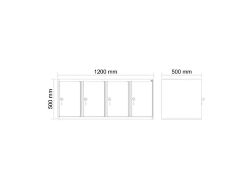 opzetkast,v. locker,4vak.,vak B 300mm,HxBxD 500x1200x500mm