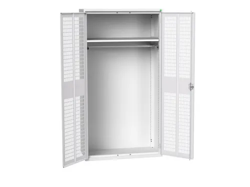 Lockerkast 2000x1050x550mm 1 vak, dubbele ventilatiedeur, RAL7035