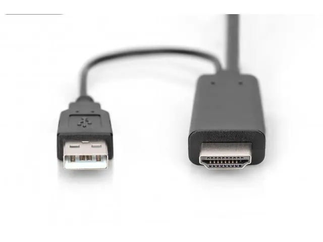 HDMI naar DP-adapterkabel ext. Voeding via USB A 2m UHD 4K@30Hz Zwart