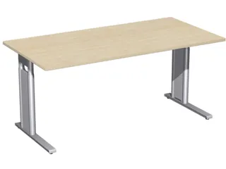 Bureau C-Poot Hxbxd 680-800x1600x800mm Esdoorn Decor zilverkleurig - 4
