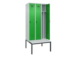 locker met bank,voor scheiding van kleding,HxBxD 2120x900x815mm,3vak