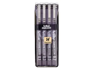 Fineliner Artline technisch etui met 0.1-0.3-0.5-0.7mm zwart - 2