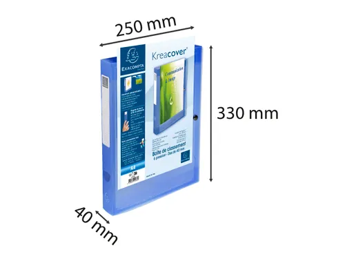 Klasseerdoos PP Krea cover rug 40mm blauw