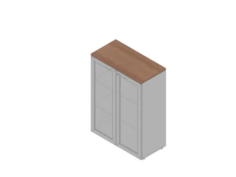 vitrinekast HxBxD 1232x900x450mm 2xhouten vloer 3 OH aluminium noten