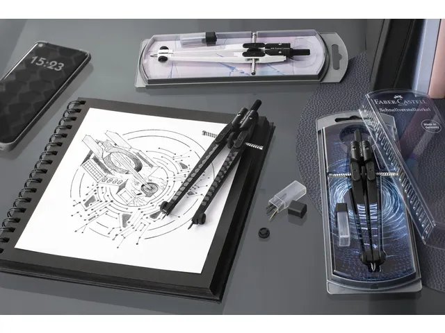Compas à réglage rapide Faber-Castell Shiny twist
