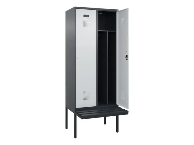 locker met bank,voor scheiding van kleding,HxBxD 2120x800x815mm,2vak