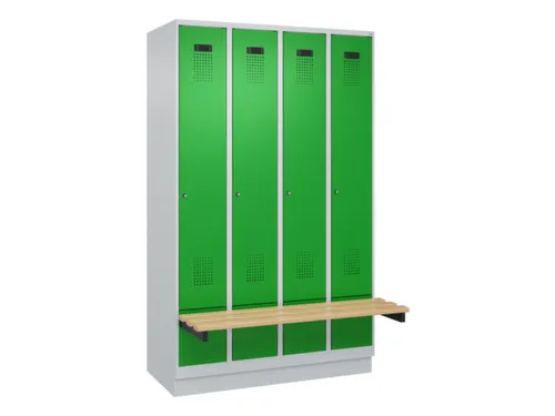 locker met bank,HxBxD 1950x1200x815mm,4vak,vak B 300mm,cilinderslot