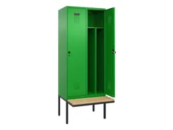 locker met bank,voor scheiding van kleding,HxBxD 2120x800x815mm,2vak