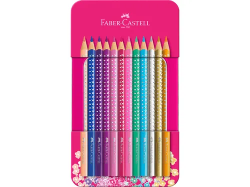 Kleurpotloden Faber-Castell Sparkle in roze blik á 12 stuks