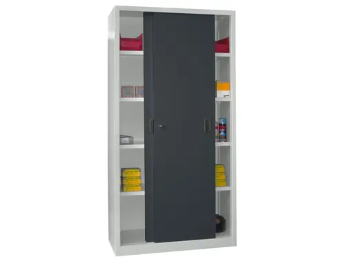 schuifdeurkast,HxBxD 1950x1000x500mm,RAL7035,front RAL7016