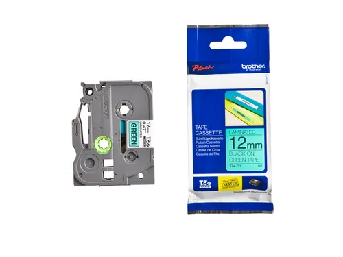 Labeltape Brother P-touch TZe-731 standaard 12mm zwart op groen