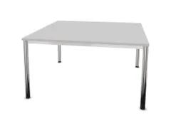 vergadertafel 74x140x140cm vierkant 4voeten verchroomd MP-lichtgrijs