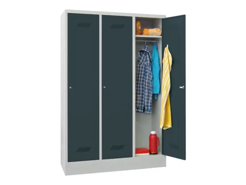lockerkast,HxBxD 1850x1200x500mm,3vak,RAL7035,front RAL7016