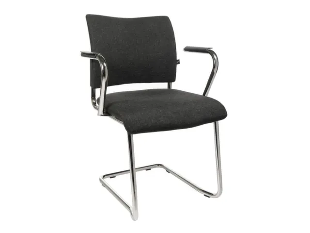 Bezoekersstoel Armleuningen Antraciet Stof 450x480x450mm Sledeframe