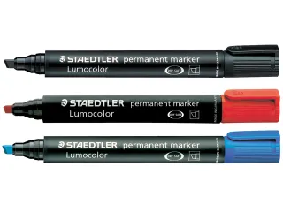 Viltstift Staedtler Lumocolor 350 permanent beitelpunt 2-5mm blauw - 2