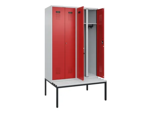 locker met bank,voor scheiding van kleding,HxBxD 2120x1200x815mm,4vak