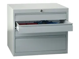 ladekast,HxBxD 600x715x600mm,4lade(n),cil.-slot,RAL7035,front RAL3000