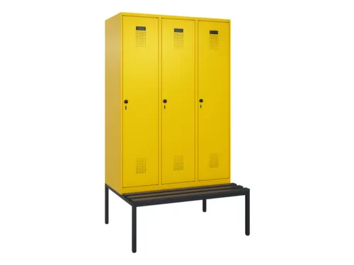locker met bank,voor scheiding van kleding,HxBxD 2120x1200x815mm,3vak