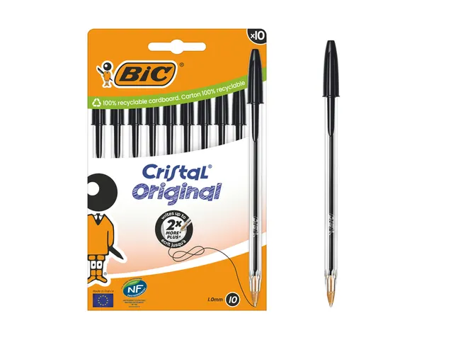 Stylo bille BIC Cristal Medium noir blister 10 pièces
