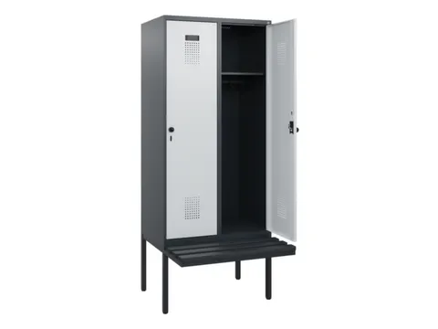 locker met bank,HxBxD 1950x800x815mm,2vak,vak B 400mm,draaigrendel