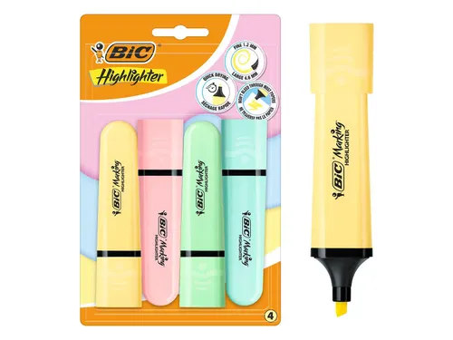 Markeerstift Bic blister à 4 pastelkleuren