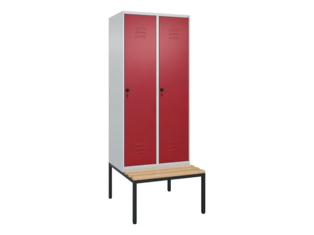 locker met bank,HxBxD 2120x800x815mm,2vak,vak B 400mm,draaigrendel