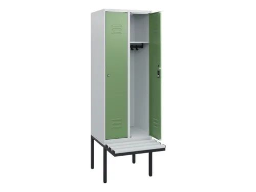 locker met bank,HxBxD 1950x600x815mm,2vak,vak B 300mm,cil.-slot