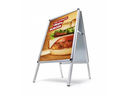 Stoepbord 50x70cm Design Zilver Ronde Hoek 32mm