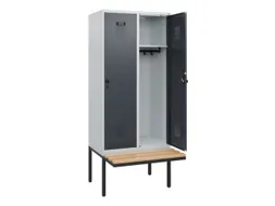 locker met bank,HxBxD 1950x800x815mm,2vak,vak B 400mm,draaigrendel