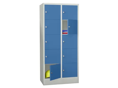 lockerkast,HxBxD 1850x800x500mm,2x5vakken,RAL7035,front RAL5012