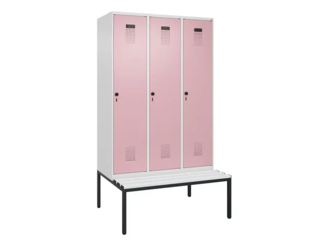 locker met bank,voor scheiding van kleding,HxBxD 2120x1200x815mm,3vak