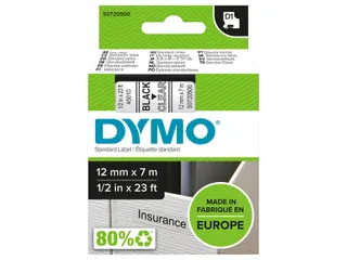 Labeltape Dymo 45010 D1 S720500 12mmx7m zwart op transparant - 1