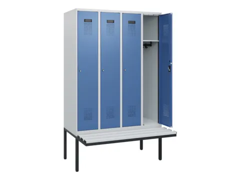 locker met bank,HxBxD 1950x1200x815mm,4vak,vak B 300mm,cilinderslot