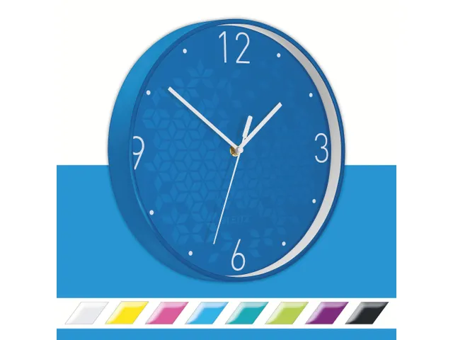 Wandklok Leitz WOW Ø29cm blauw cijferaanduiding
