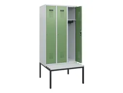 locker met bank,HxBxD 1950x900x815mm,3vak,vak B 300mm,cilinderslot