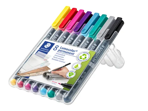 Viltstift Staedtler Lumocolor 318 permanent F 0.6mm set à 8 kleuren