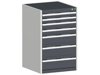 ladekast HxBxD 1000x650x650mm 7laden romp RAL7035 front RAL7016 - 1