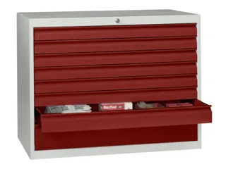 ladekast,HxBxD 800x715x600mm,8lade(n),cil.-slot,RAL7035,front RAL3000 - 2