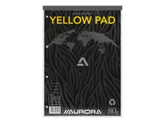 Cursusblok Aurora A4 lijn 4-gaats 160 pagina's 80gr geel