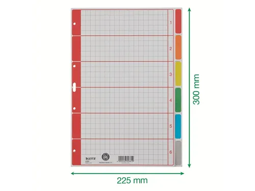 Tabbladen Leitz 4-gaats 4350 6-delig grijs karton