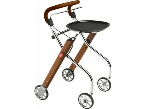 TrustCare Binnen Rollator Let's Go Indoor Opklapbaar Teak/Zilver