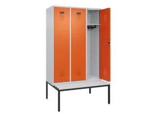 locker met bank,HxBxD 2120x1200x815mm,3vak,vak B 400mm,cilinderslot - 1